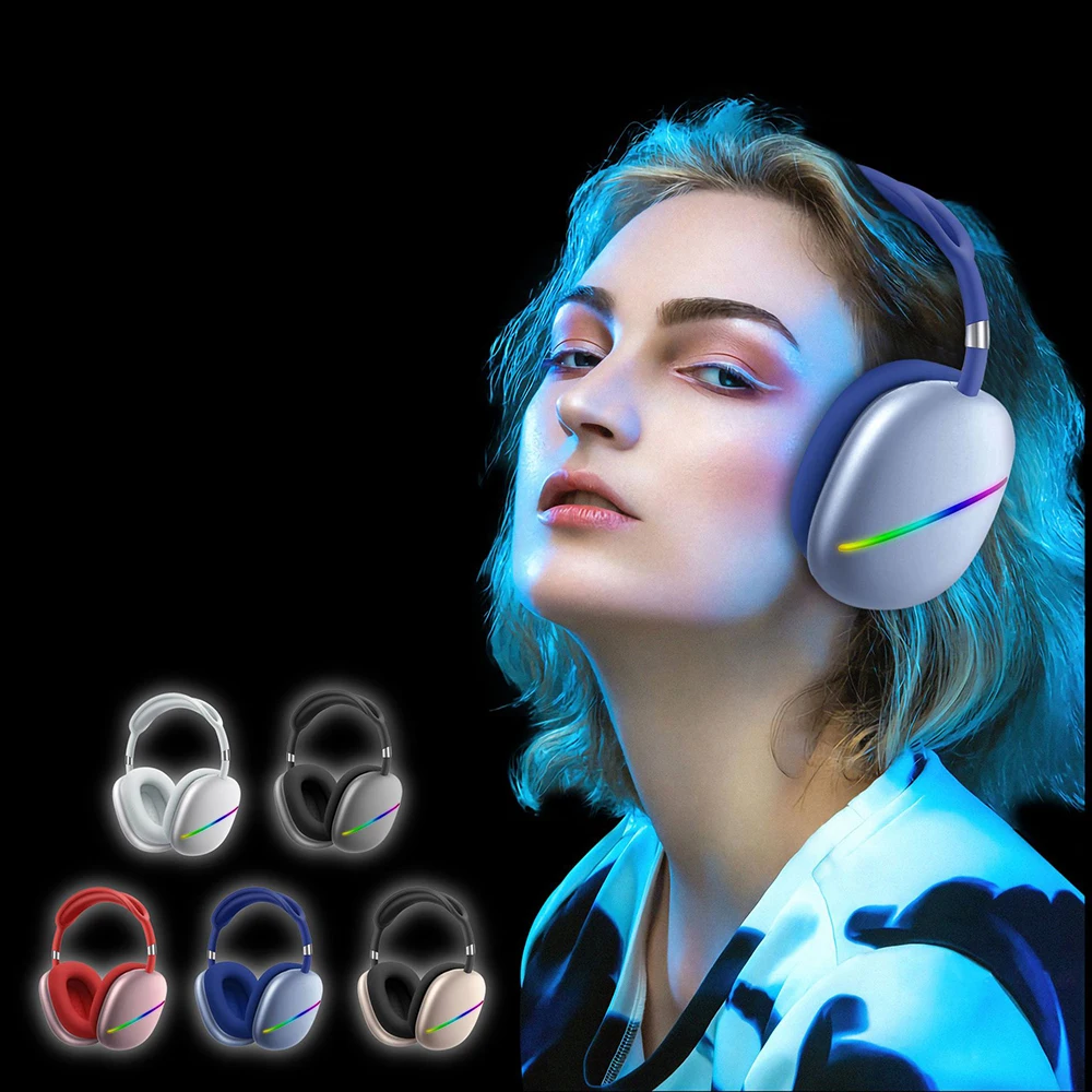 

2021 Blue Tooth portable C Type Wireless Headphone Gaming Headset With Led Lights Party For Music Gamer, 5 color