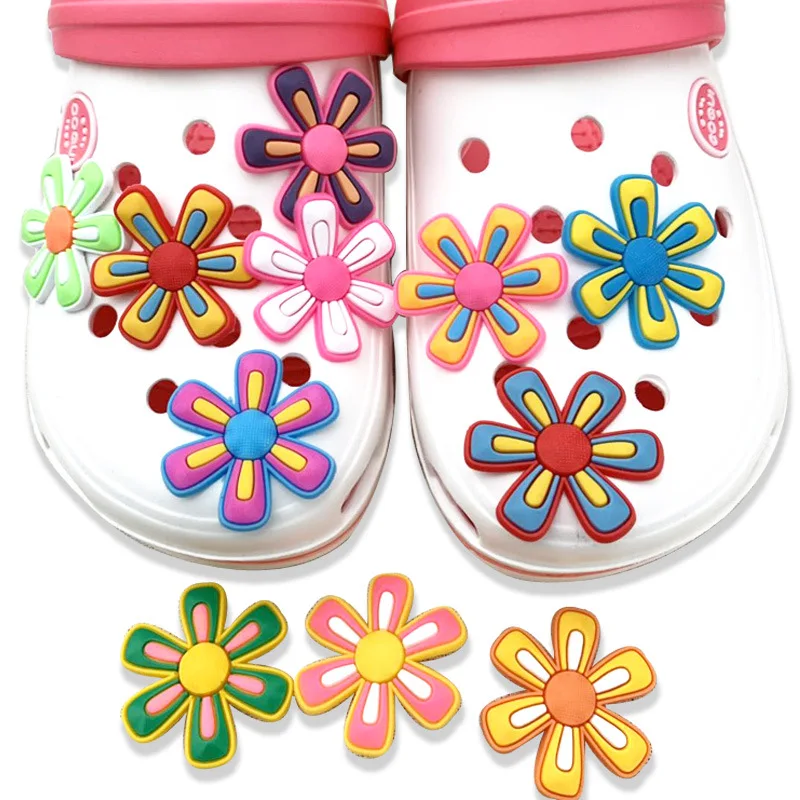 

Goods in stock flowers Croc shoe new style sunflower charms clog PVC Shoe buckle