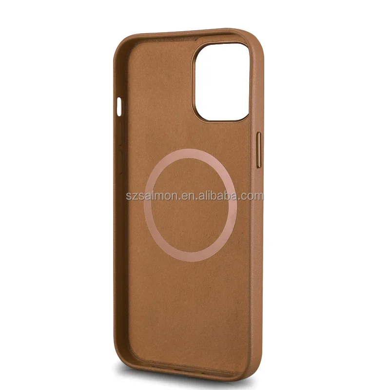 

Saffiano genuine leather phone case for iphone 13 pro max