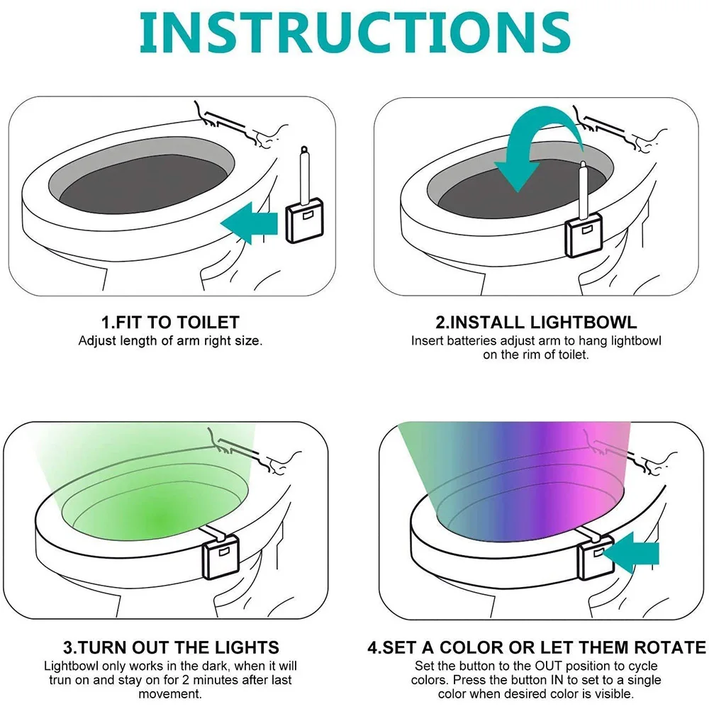 16 Color Toilet Night Lights with High Quality Light Sensor