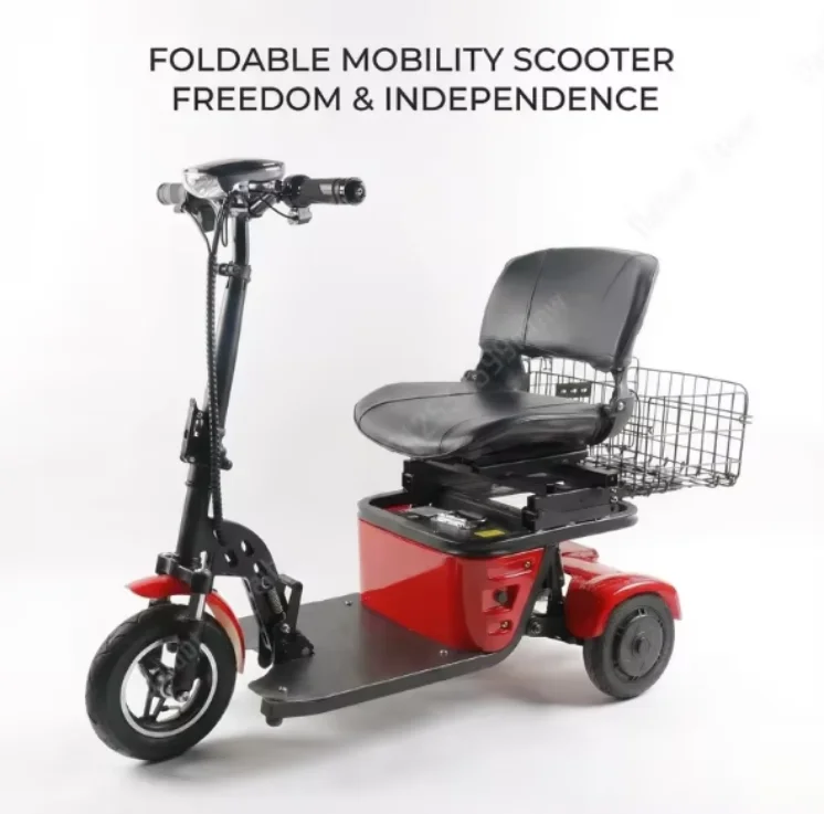 250W*2 36V Lightweight Foldable Mobility Scooter Electric Tricycle for Elderly Removable Battery Dual Motor 35-40km Range