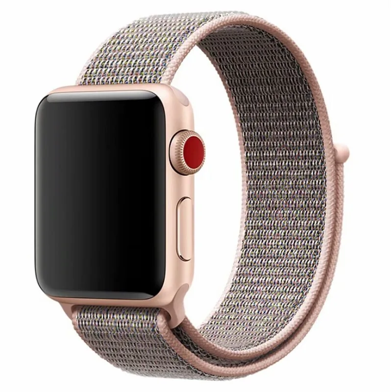 

Fashion Pink Nylon Woven Breathable Solo Loop Strap For Apple Watch Series 6 5 4 3 2 1 Sport Band Adjustable Clasp