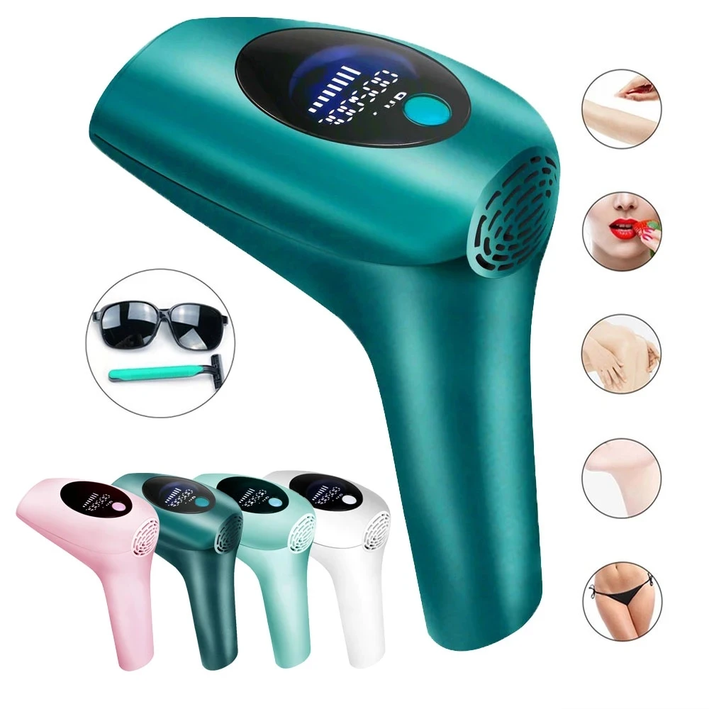 

home laser hair removal device permanent IPL epilator 900000 flashes hair remover device men and women, White, dark green,pink,green