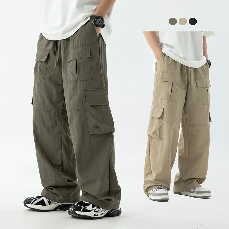 Multi-pocket Overalls Men's New Japanese Pants Patchwork Design Outdoor Loose Casual High Street Wide Leg Straight Cargo Pant