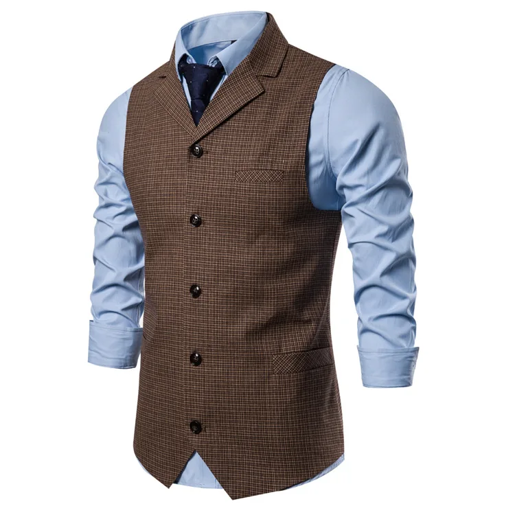 

Men's Business Suit Formal Vests Men Solid Color Sliming Fit Suit Vest Single Buttons Vests Fit Male Suit Waistcoat