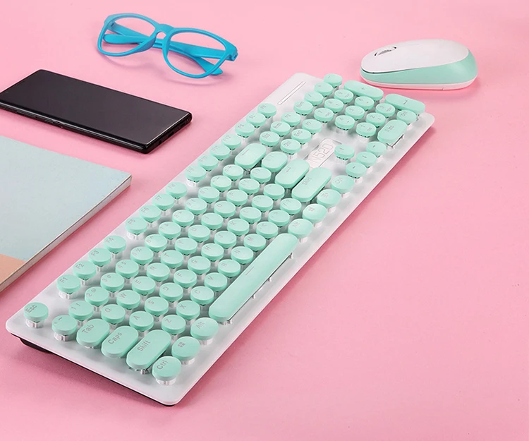 

Cheaper Cute Round Key Whisper Quiet Slim 2.4GHz Cordless Wireless Keyboard and Mouse Combo