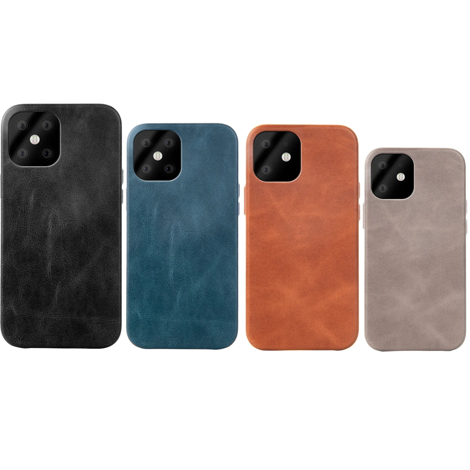 

Trendy Genuine Leather Phone Case for iPhone 13 Luxury Phone Cases for iPhone 11 and 12 Series, Black,brown,blue,gray