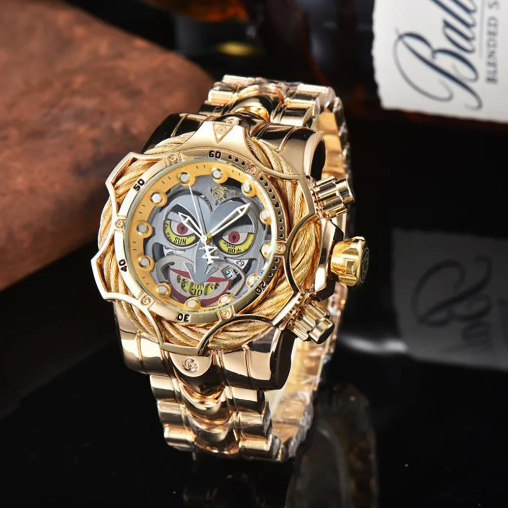 

2022 New High Quality Hot Selling Clown Big Dial Steel Band Quartz Men's Watch de venta caliente reloj de marca