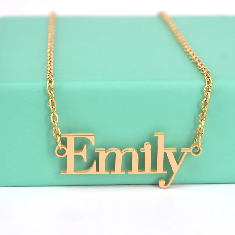 

Personalised Custom 24K Gold Plated Letter Name Plate Necklace