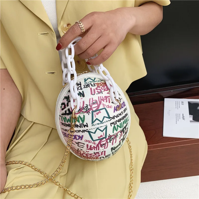 

2021 New arrivals basketball shape handbags fashion design shoulder bags graffiti purse, 7colors