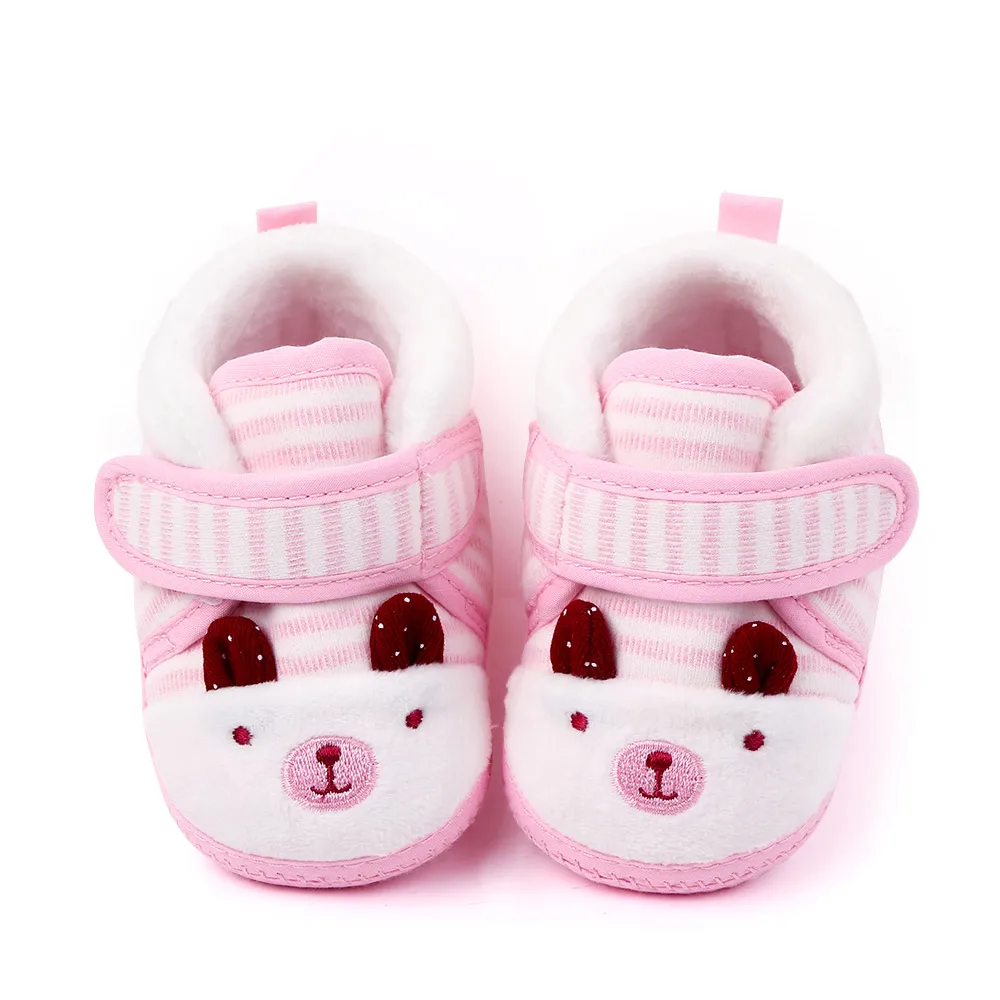 

Lovely stripe cute bear new born baby shoes unisex cotton baby booties, Blue/pink