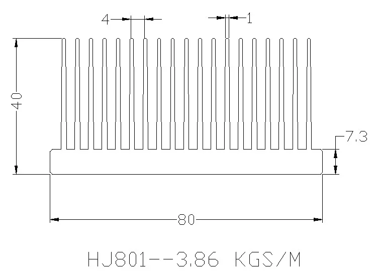 Thermoelectric Cooler Heat Sink Aluminum Heat Sink 80(w)*40(h)*120(l)mm