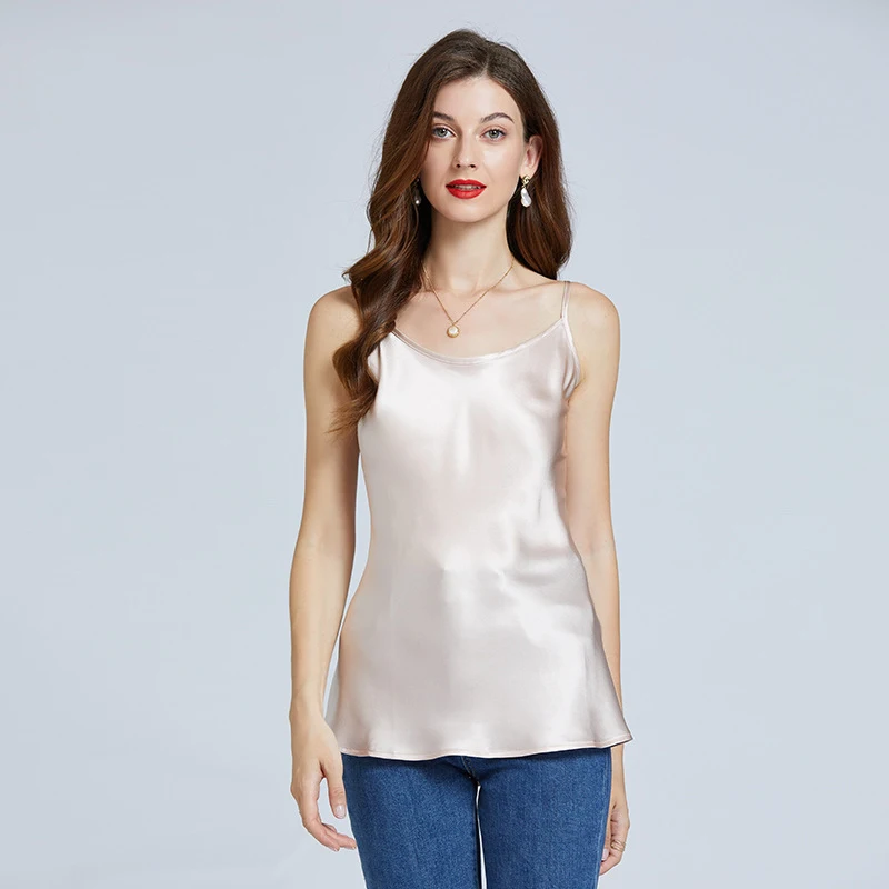 

Wholesale 19 momme 100% Silk Camisole Round Neck Mulberry Silk Camisole For Women