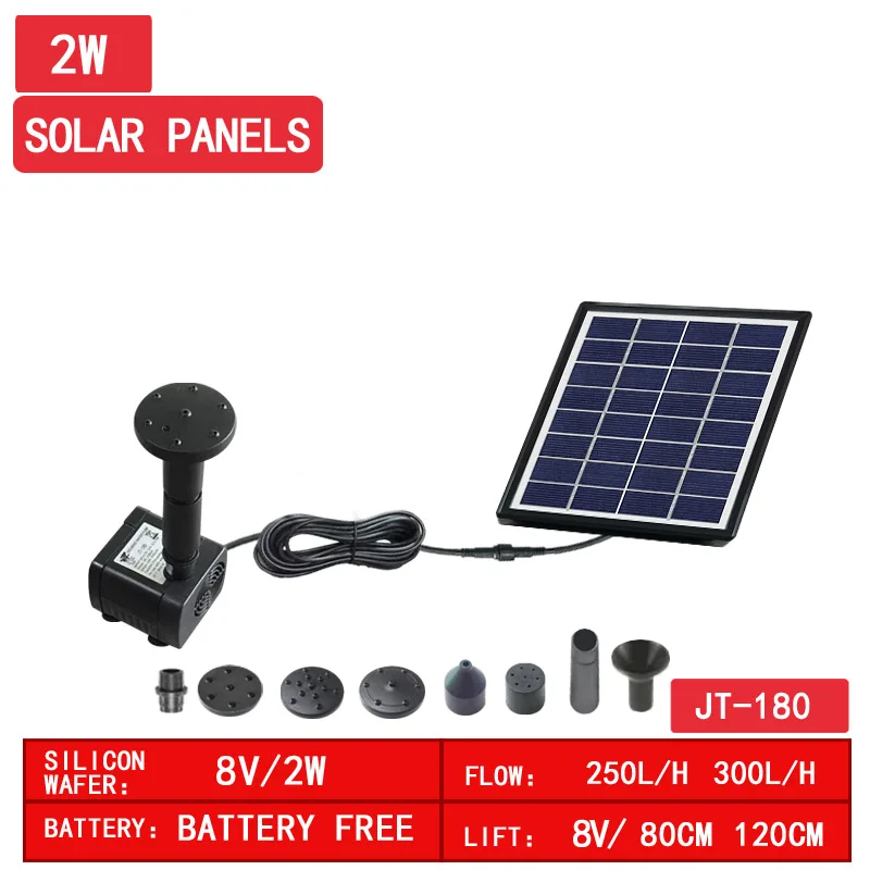
2W mini solar fountain Water Pump Garden Landscape Fountain / Solar Power DC Brushless Submerged / water pumps 