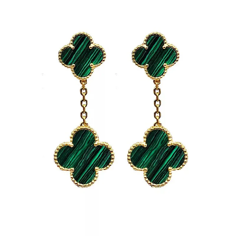 925 sterling silver double four leaf clover stud earrings VCA earring