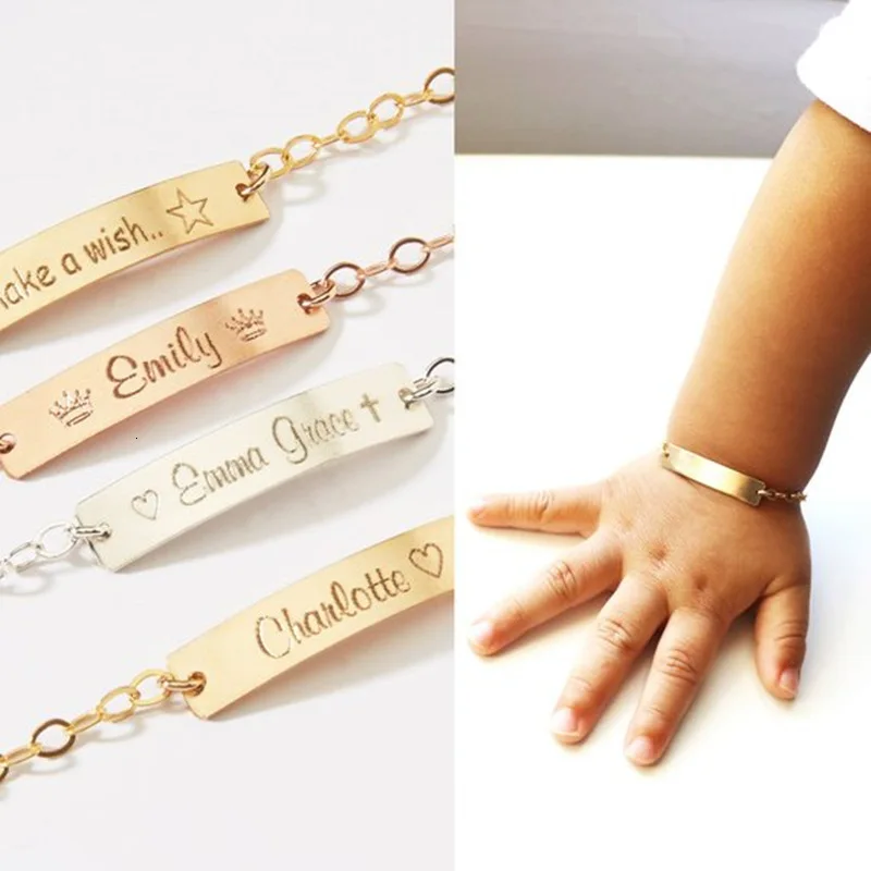 

Personalized custom lettering baby's bracelet adjustable stainless steel name letter bracelet, Gold,silver,rose gold