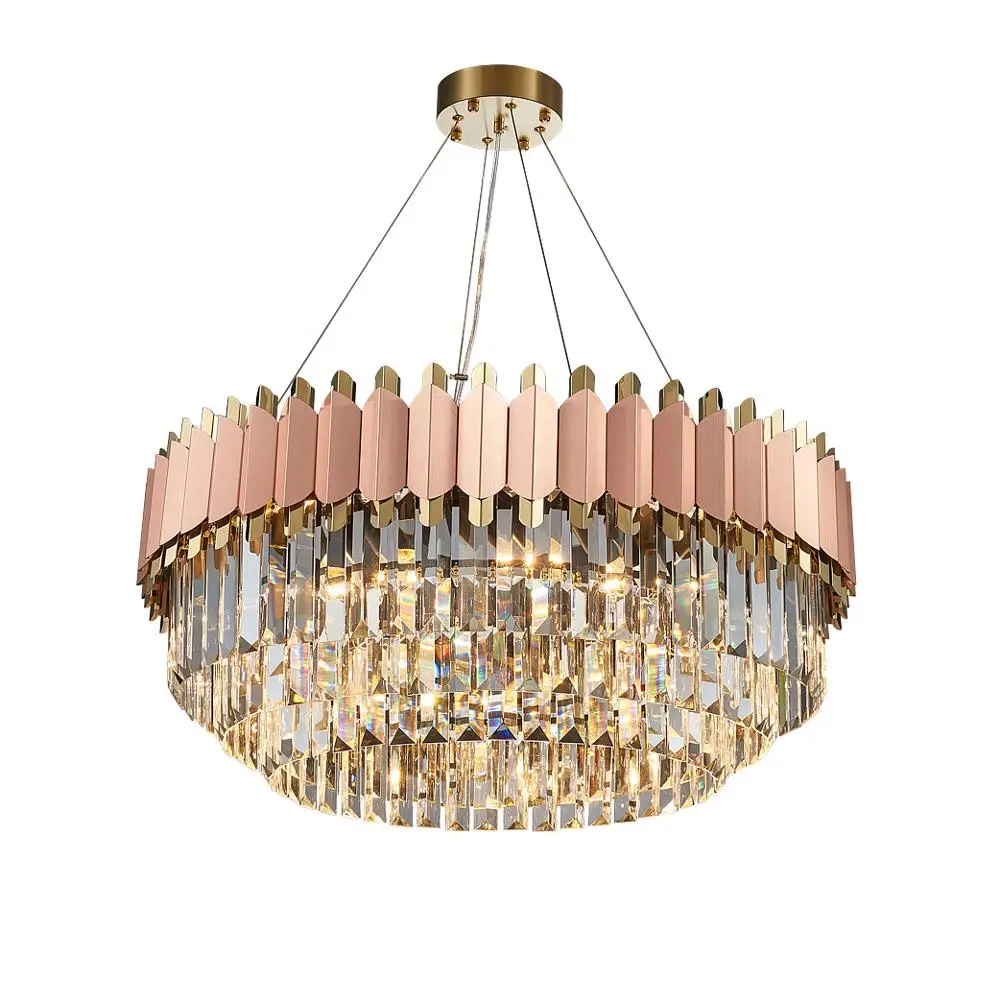 E14 LED Postmodern Crystal Stainless Steel Rose Gold Pendant Lights.Pendant light Suspension Luminaire Lampen For Dinning Room