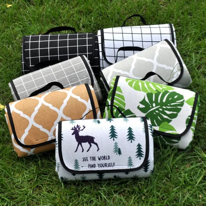 

size high quality waterproof cotton picnic hiking beach camping fishing mat Pocket Travel Blanket, Custom color