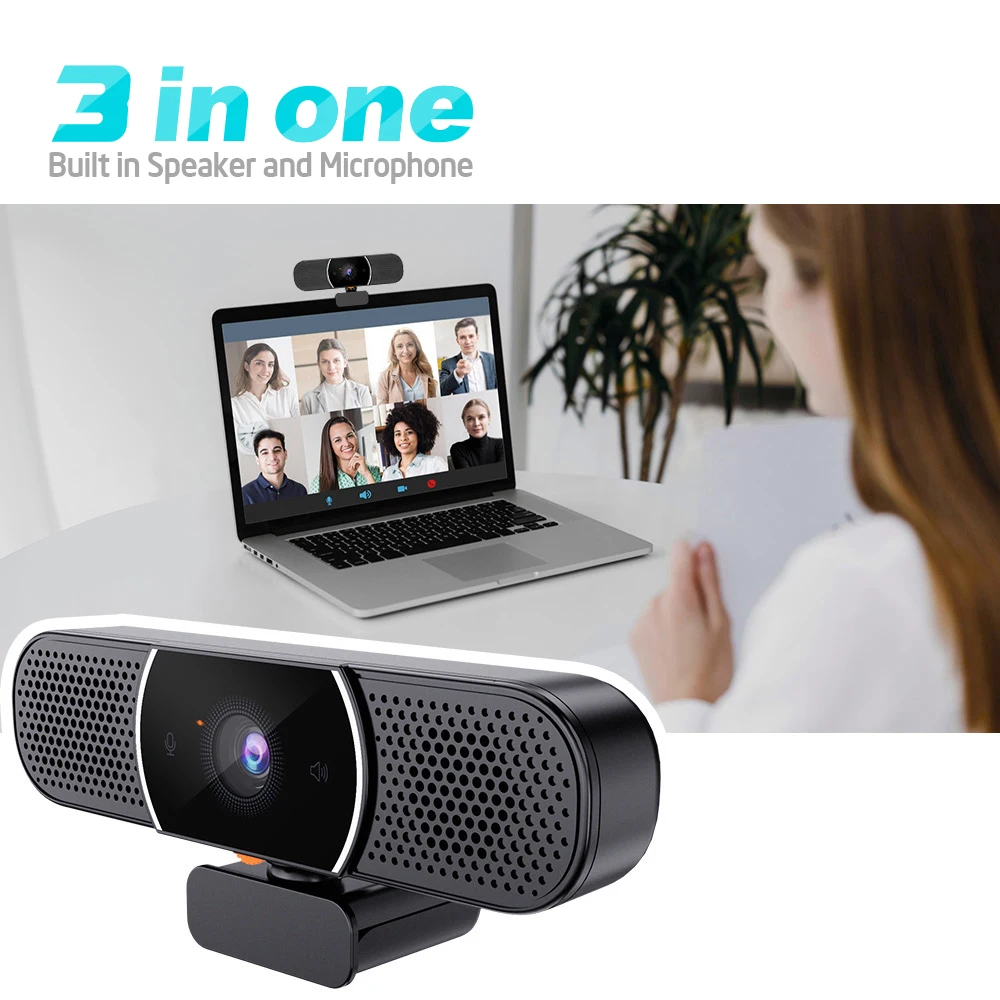 

Zoom Meeting Speaker and Microphone 1080p USB webcam for Laptop, Black