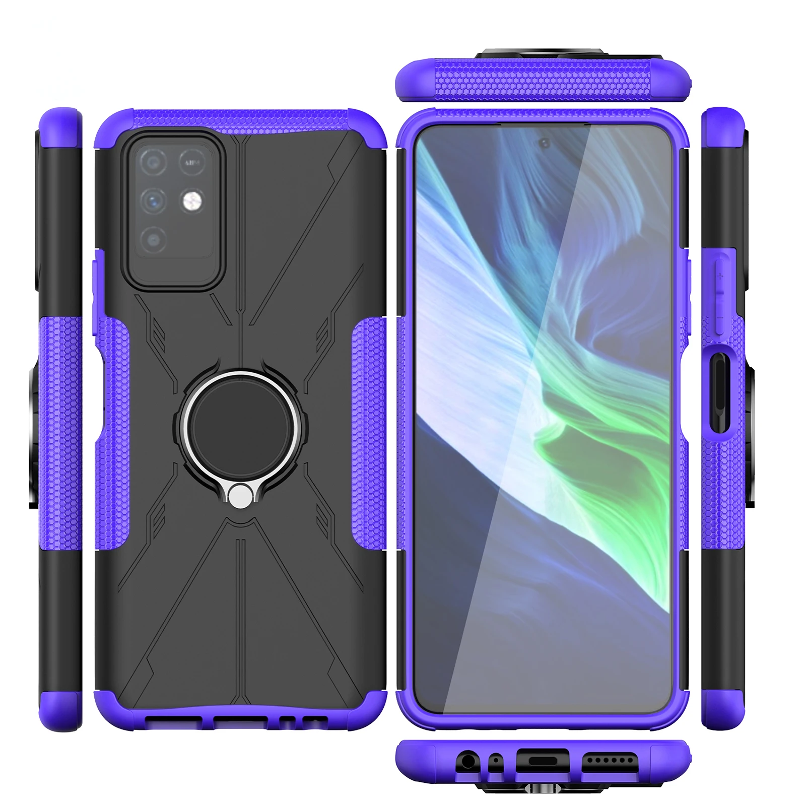 

TPU PC 2 In 1 Phone Case For infinix Hot 11 10 10i 10s 10t Lite Play Note 10 8 Pro Shockproof Ring Back Cover Kickstand Cover, Mix