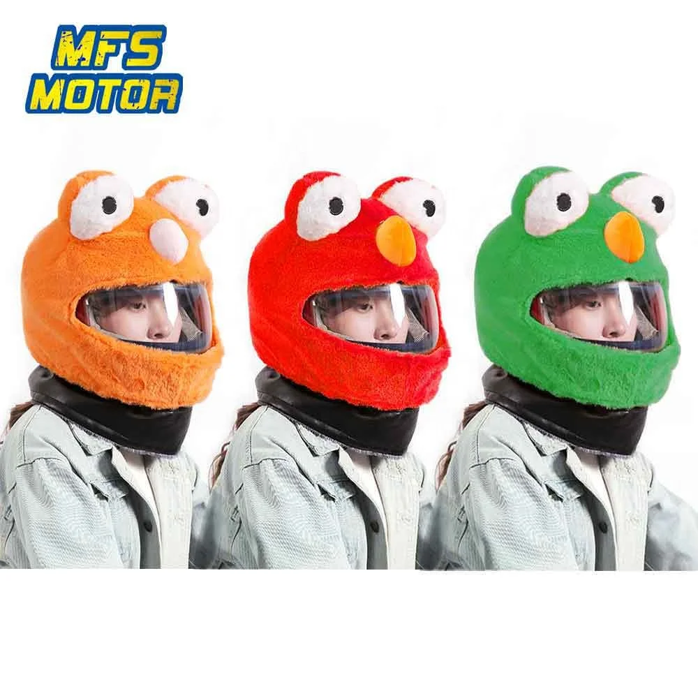 

Funny Unisex Frog/panda Motorcycle Helmet Cover Mask Furry Animal Head Cover Crazy Case Costume for Full Helmets, Orange,red,green