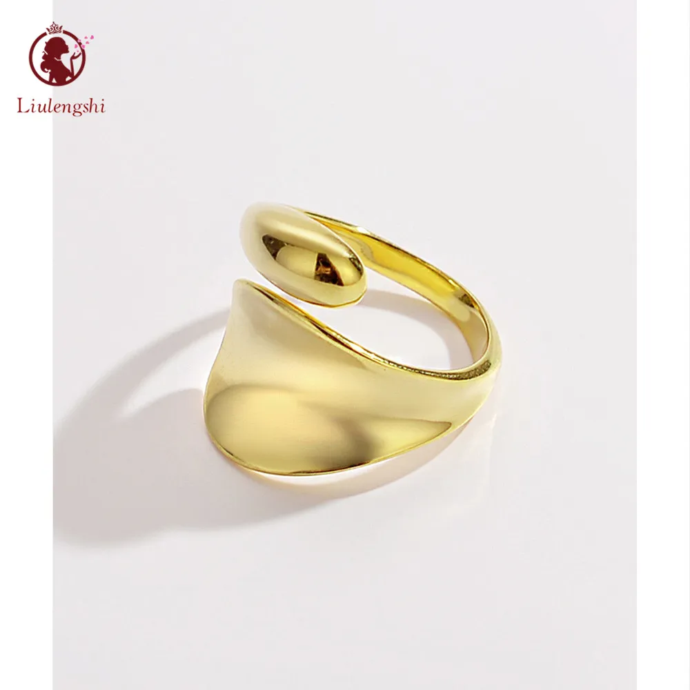 

New Design Luxury S925 Sterling Silver Irregular Interweave Cross Ring Solid Gold Plated Geometric Smooth Double Finger Ring