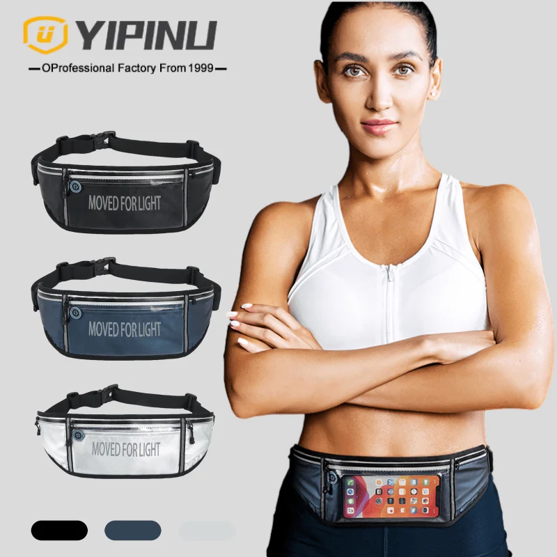 

YIPINU Fashion Small Running Belt Sport Gym Mobile Phone Pack Pouch Waterproof Reflective Waist Bag, Customized color