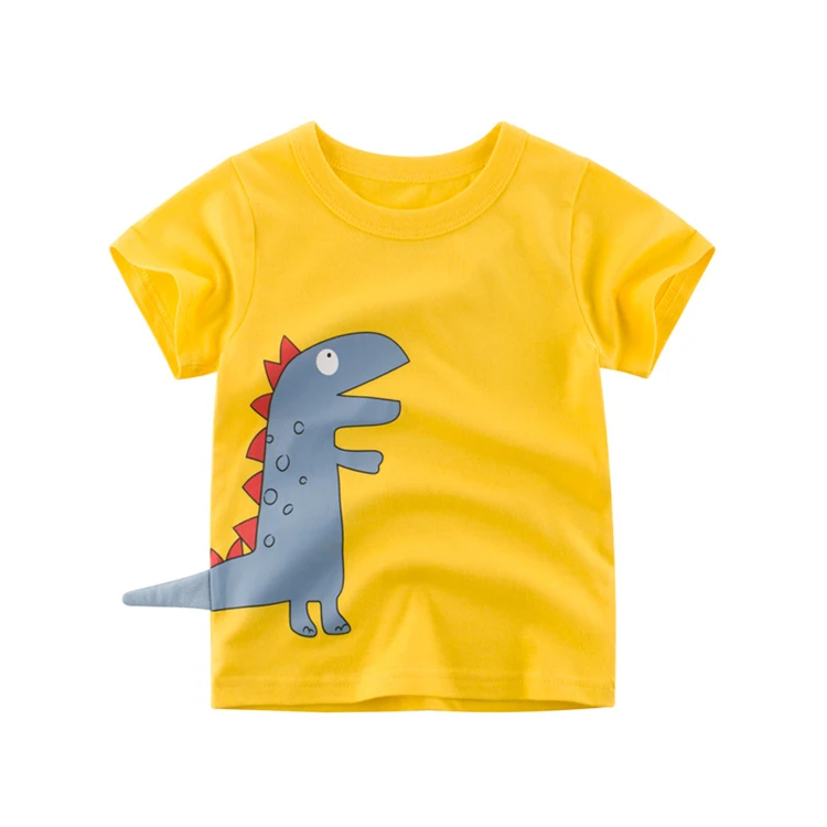 

High Quality Custom Logo Children Boys Summer Cotton Tee Print Dinosaur Short Sleeves Kid Graphic T shirt, Customized color