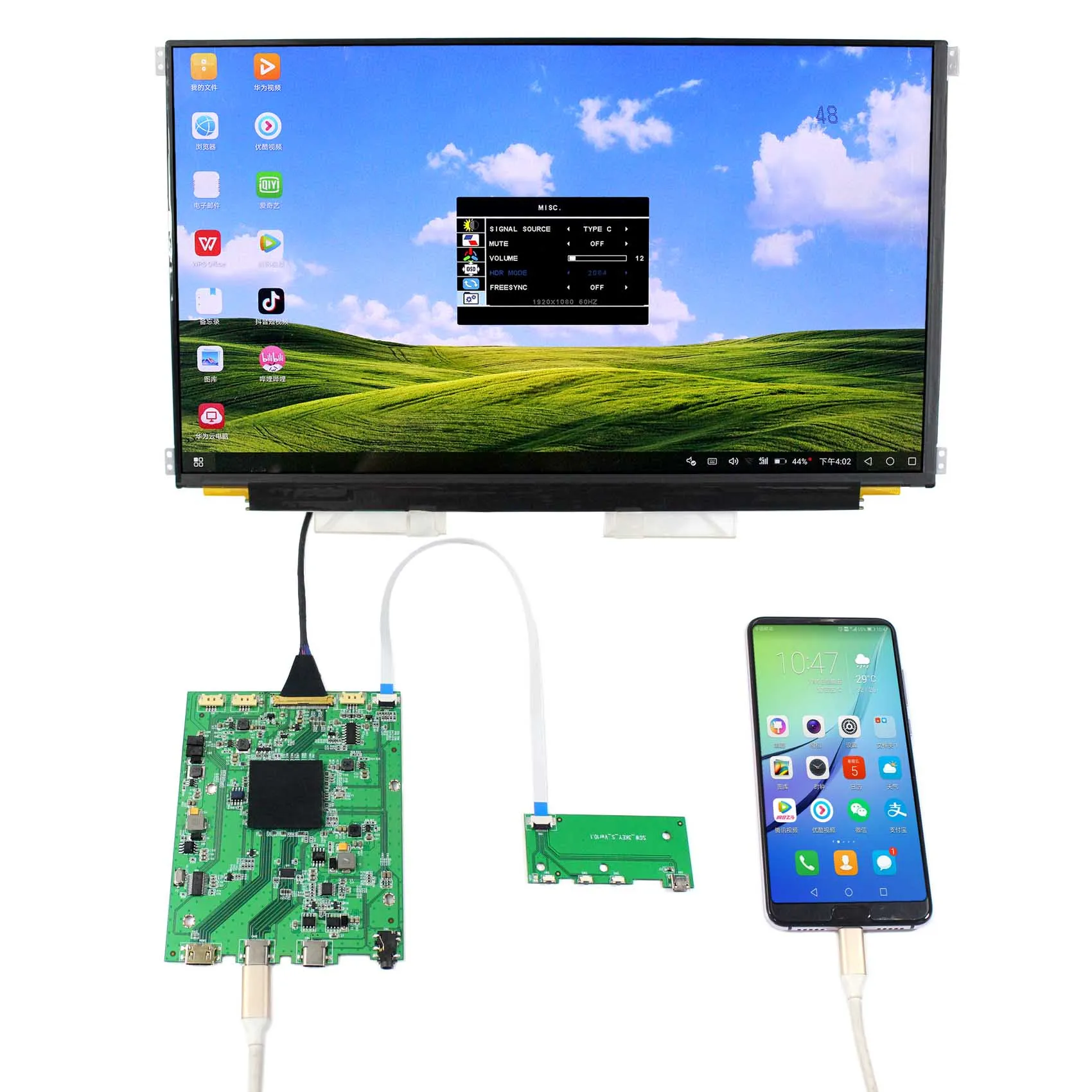 eDP 60Hz 4K LCD Controller Board Dual HDMI 2.0+MINI DP For LQ156D1JW04 3840x2160 