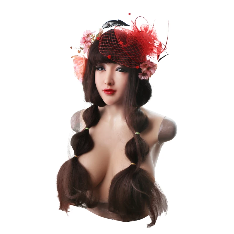 

Hot Sale Halloween Party Masquerade Props Human Silicone Female Mask with Breast Crossdresser Form for Transgenders
