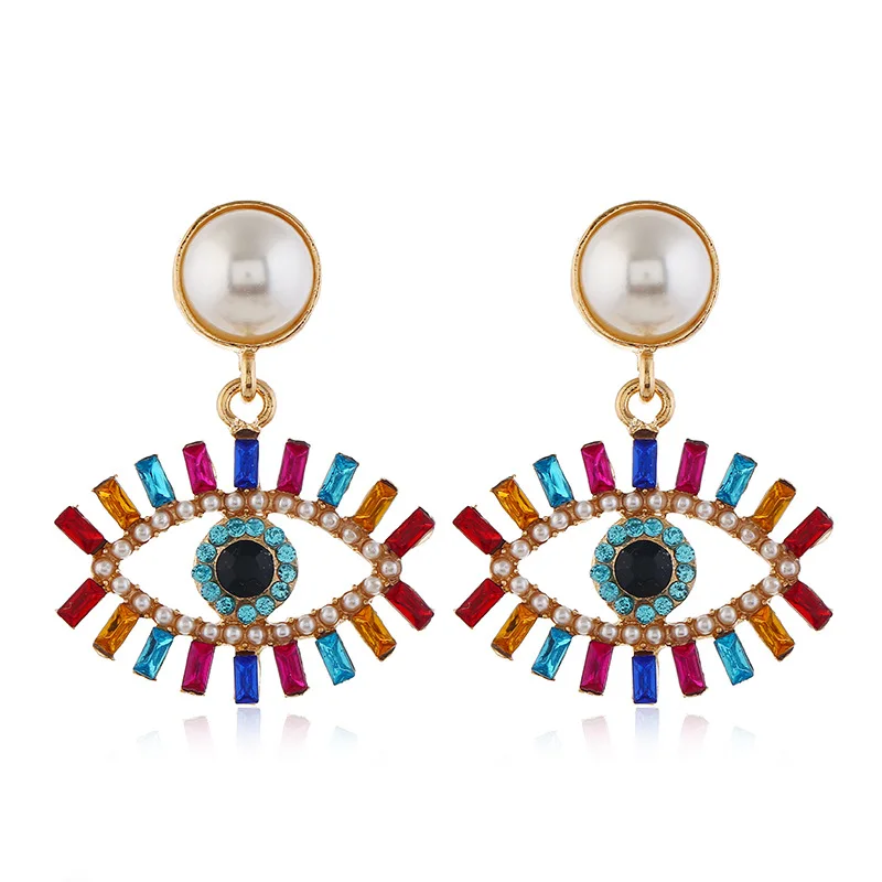 

Exotic charm Demon Eye Crystal Rhinestone Diamond Hoop Earrings