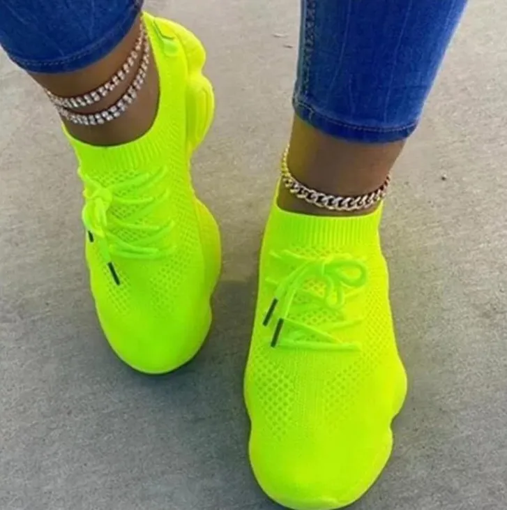 

Women candy Chunky Trainers Casual Sport Running Gym Sneaker Lace Up Shoes Wholesale UK Drop Shipping US Big Size, White, yellow, green, black, pink, rose