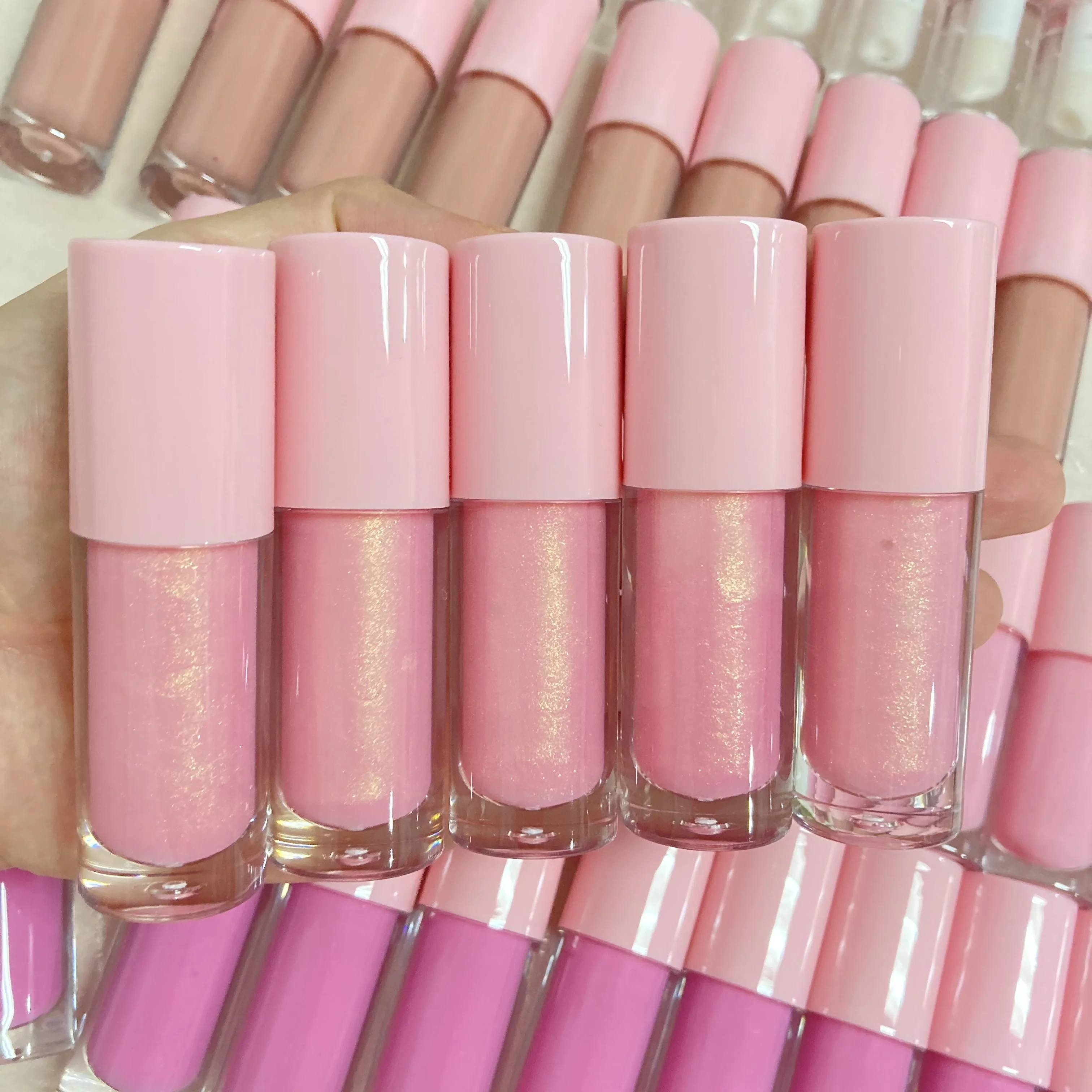 

Lip gloss vendor custom pink lip gloss tubes big brush nude vegan clear plumping lip gloss private label