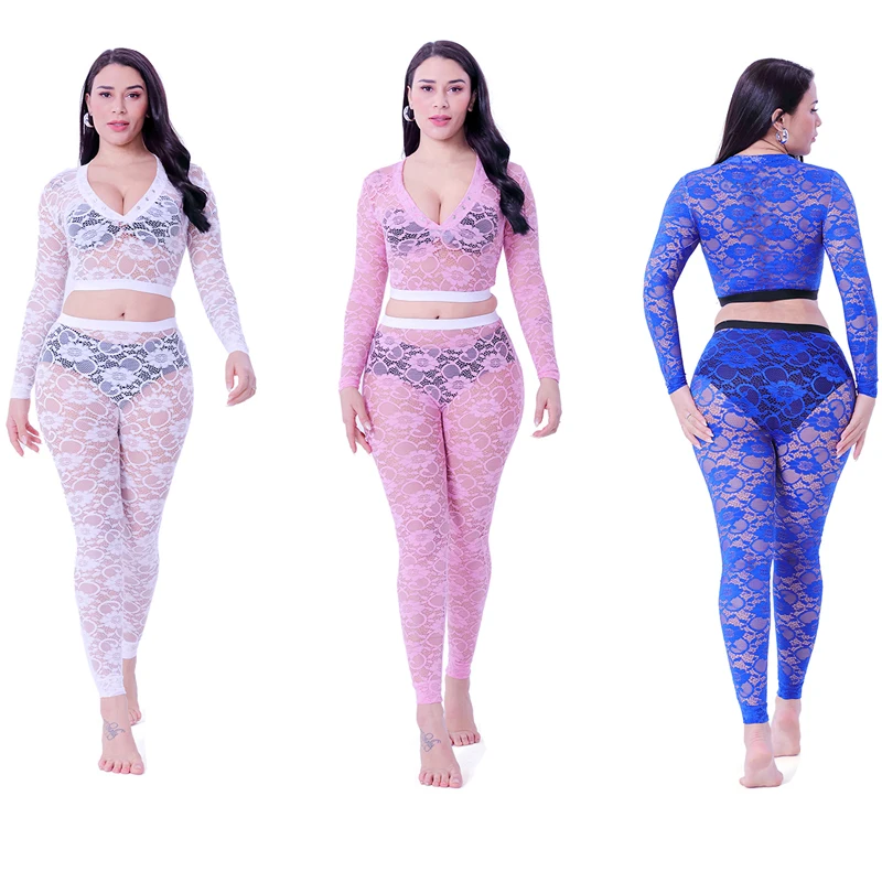 

Two piece sexy lace pyjamas mesh lingerie sexy nighty for honeymoon women sleepwear, Blue+green+pink+red+black+white