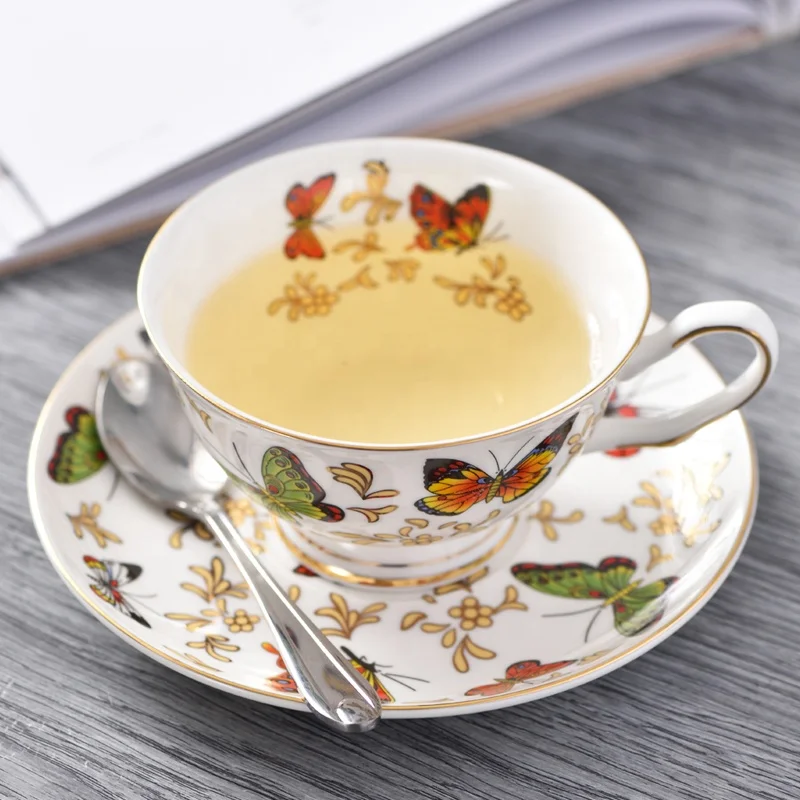 

Ceramic bone china mini tea cup and dish