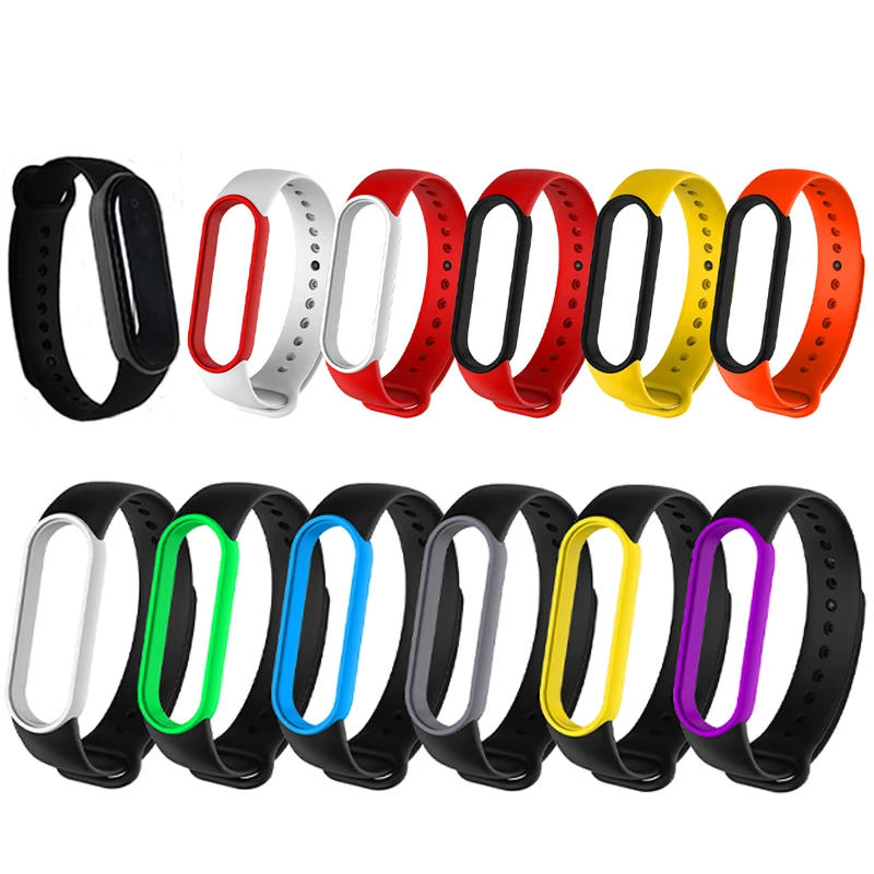 

2021 new dual color silicone sport mi band 5 TPE Watch Bnad for xiaomi mi band strap 4 3 smart watch strap accessories, White red,red black,yellow black,orange black,black white,etc.