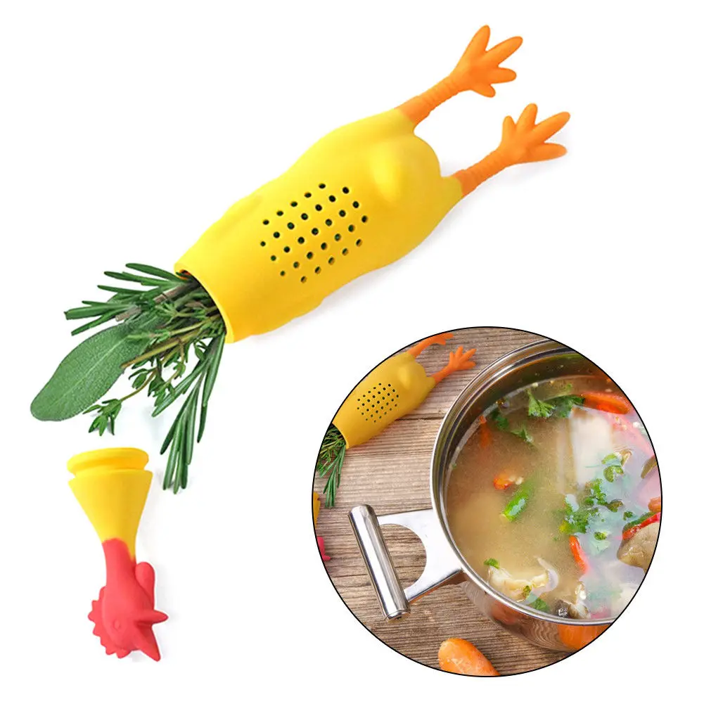 

1PC Creative Chicken Hen Herb Spice Infuser Food Grade Silicone Cock Rooster Seasoning Pot Condiment Container Filter Tools