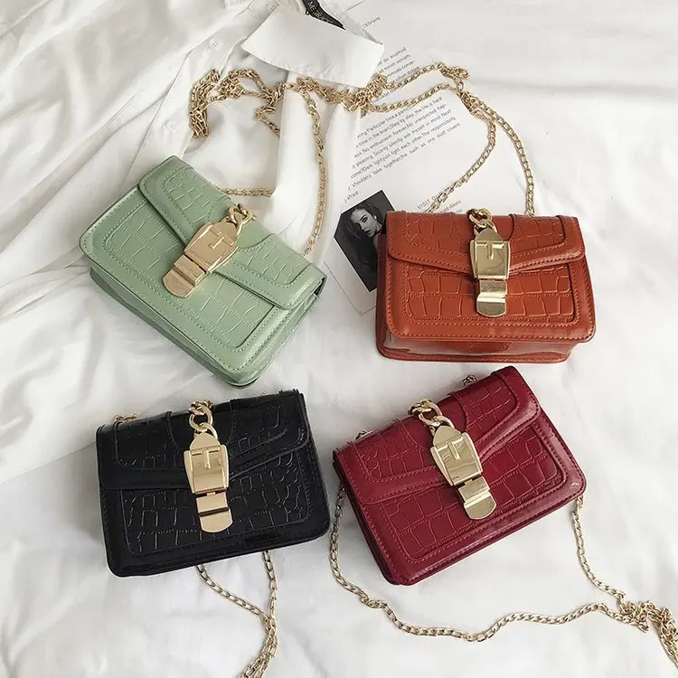 

2021 Women Cheap Chain Quality Stone Pattern Lady Messenger Leather Shoulder Purses and Handbags, Picture