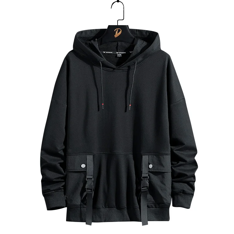 

WHOLESALE YOUTH COTTON POLYESTER HIP HOP POCKET EUROPE STYLE MEN'S HOODIES, Black