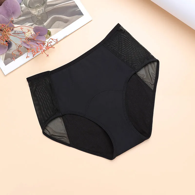 

High Waist Mesh Hipster Leak Proof Underwear for Women Lace Menstrual Underwear Breathable & Soft Cotton Period Panties