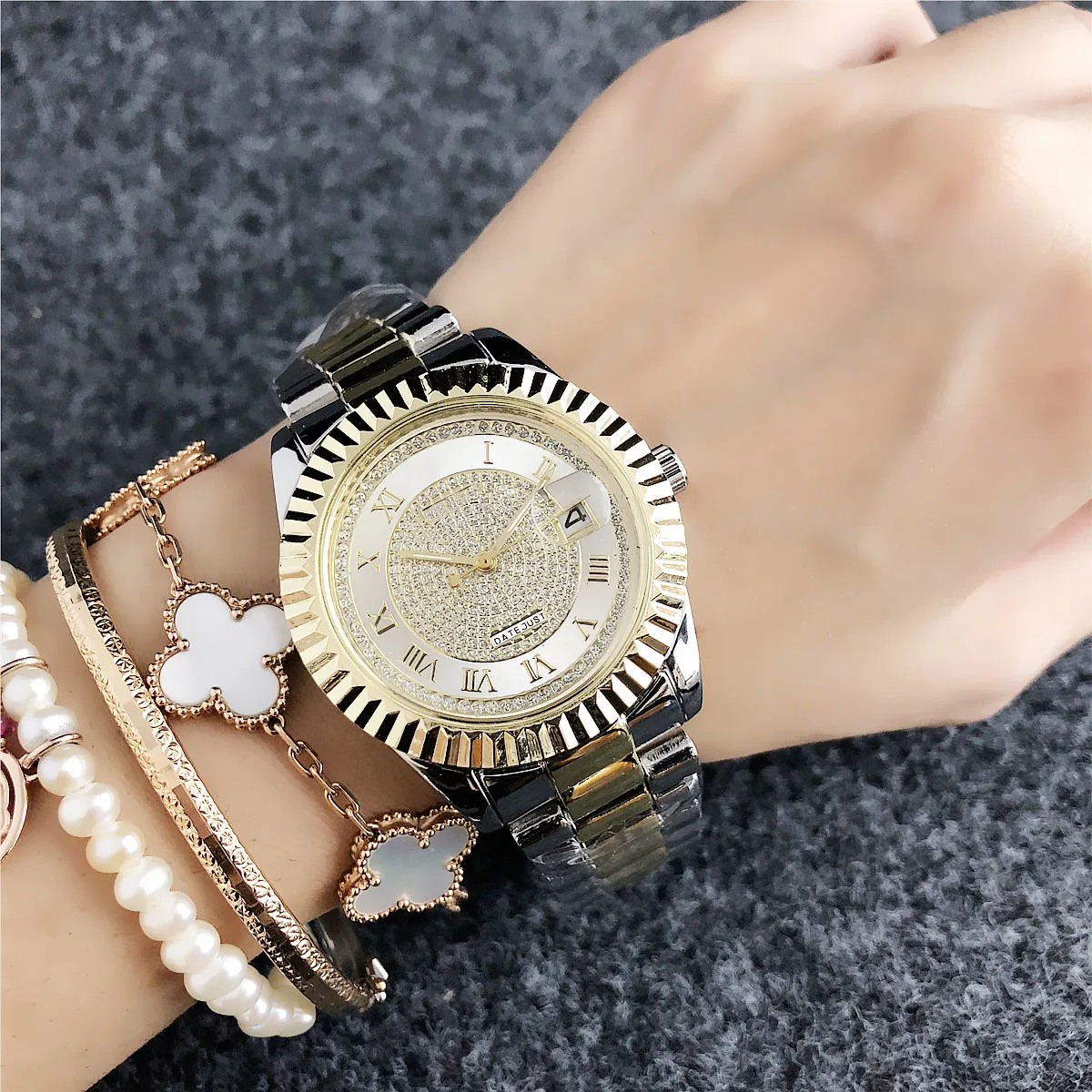 

movt quartz watch men wrist luxury mens Date watches rose gold luxury automatic wrist watch women ladies, Customized colors