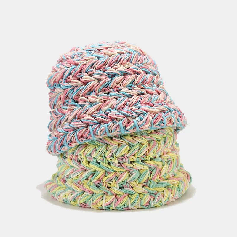 Colourful Knit Foldable Crochet Bucket Hat