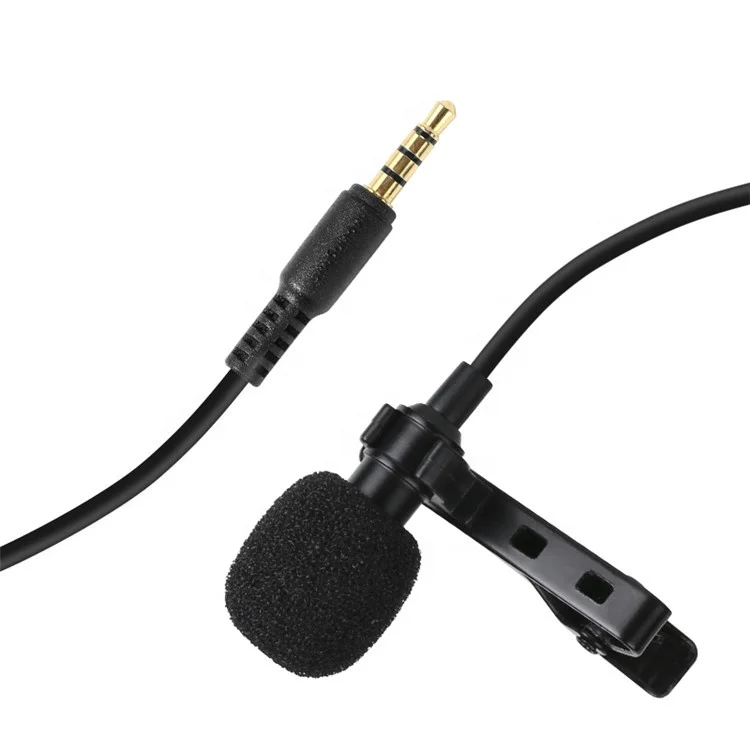 

Popular Smart Phone Microphone lavalier clip collar mic for cellphone live broadcast singing recording, Black