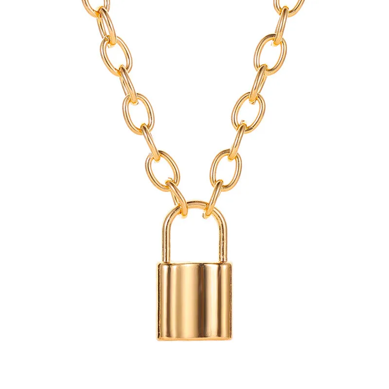 

WJ-10111 Vintage Metal Alloy Lock Pendant Necklace Sliver Gold Plated Jewelry Yiwu Wholesale Hot Sell Charm Necklaces For Womens, Gold/sliver