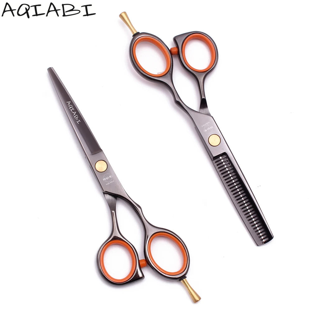 

Professional Scissors 5.5'' AQIABI JP Steel Cutting Shears Thinning Shears Barber Scissors Black A1014, Black color