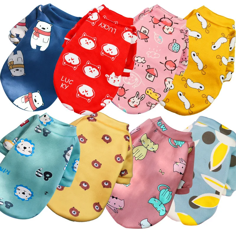 

Wholesale custom puppy apparel cartoon printed fleece dog sweatshirts pet clothes