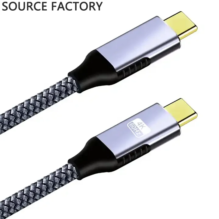

10Gbps 100W PD 2M 3M OD 4.5 Fast Charging Data Cable Custom Wholesale Price Grey Type-C To Type-C Cable