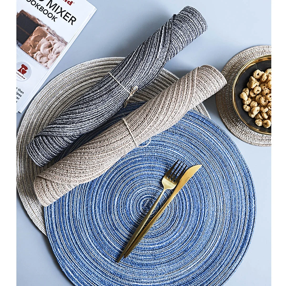 

Round Design Home Decor Kitchen Accessories Non Slip Ramie Table Mat, Customized color