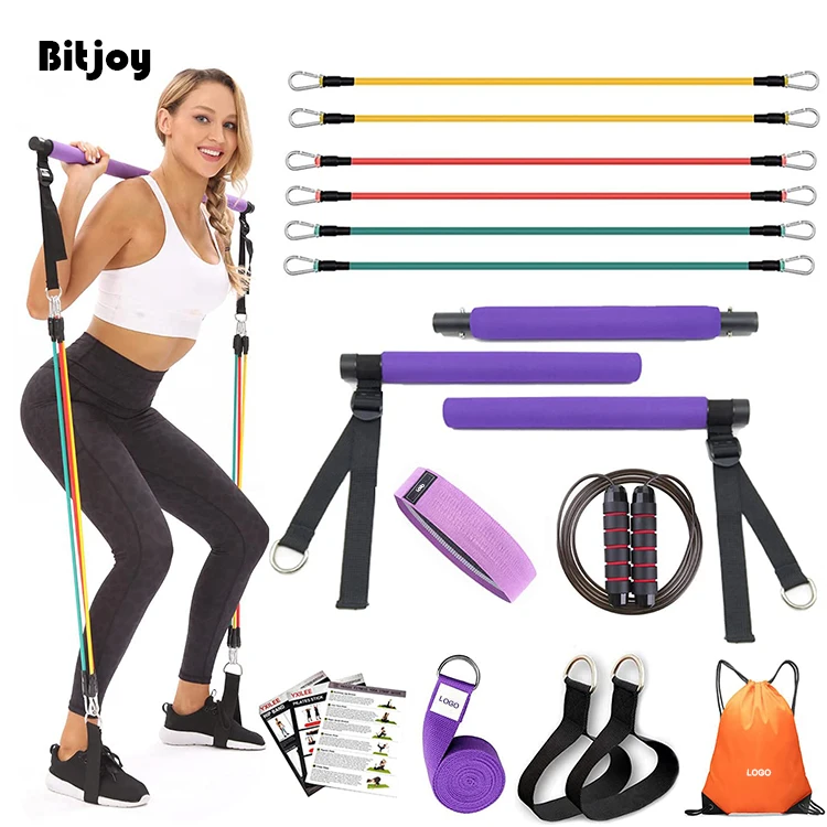 

Home fitness exercise training loop bands strengthen bande resistance pilates bar kit with resistance bands, Stock color or custom