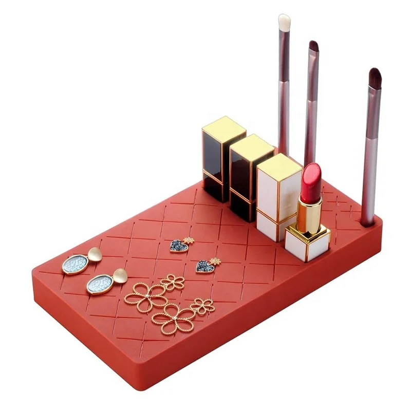 

Silicon Makeup Organizer Cosmetics Storage Box Makeup Brushes Display Stand Lipstick Holder Racks, As shown